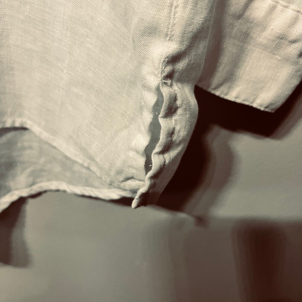 Sigrid Olsen Tunic Blouse White Linen Button Up Beachy Coastal Vacation  M - Picture 4 of 8